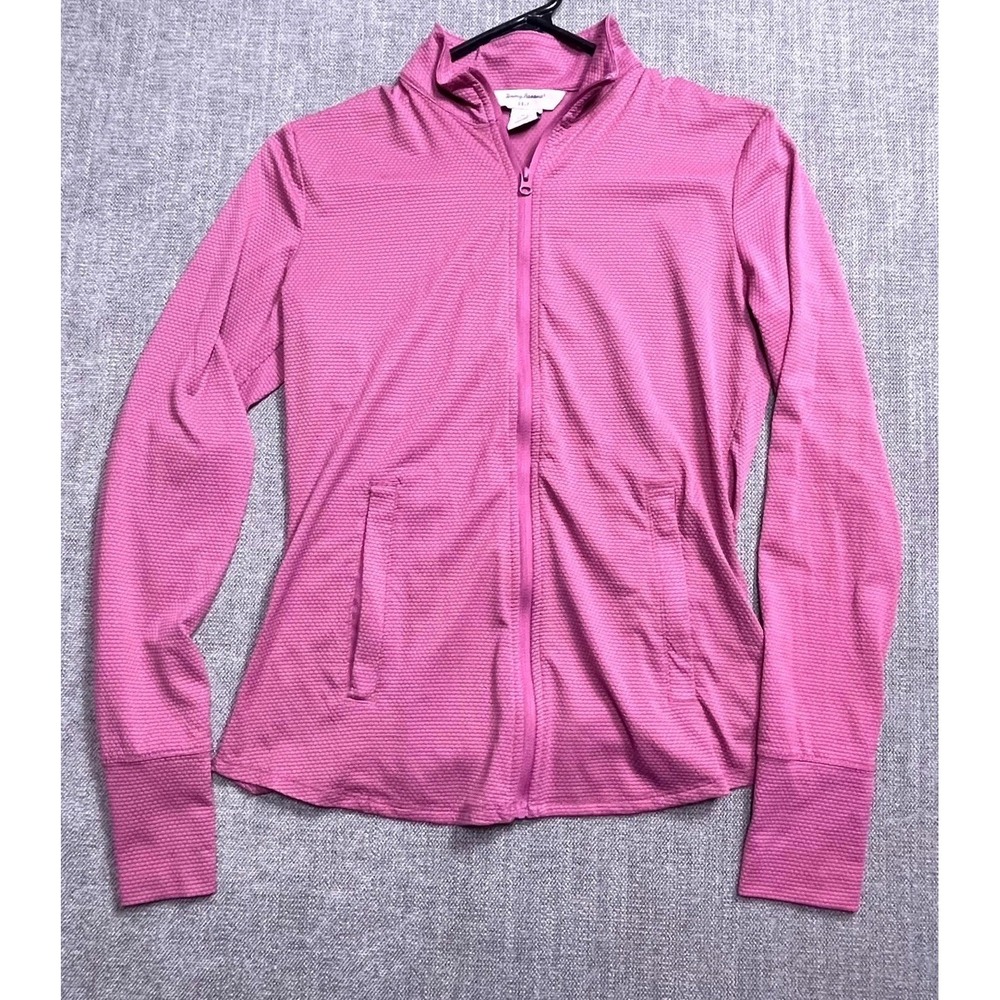 Tommy Bahama Golf Top Womens XS Magenta Textured Long Sleeve Full Zip Activewear